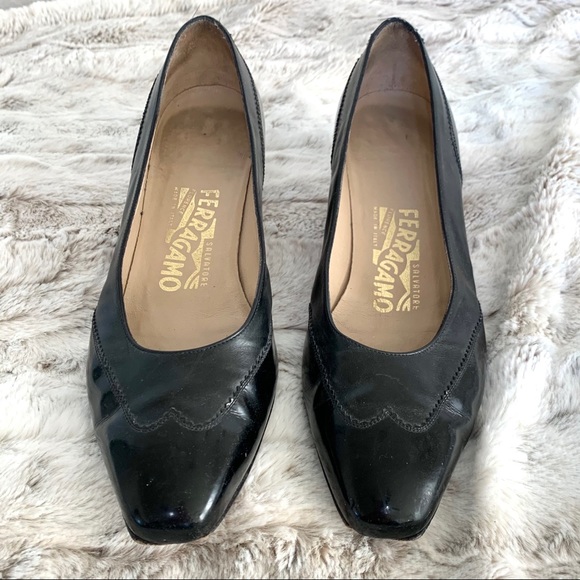 Salvatore Ferragamo Black Point Toe Kitten Heels - Picture 9 of 15